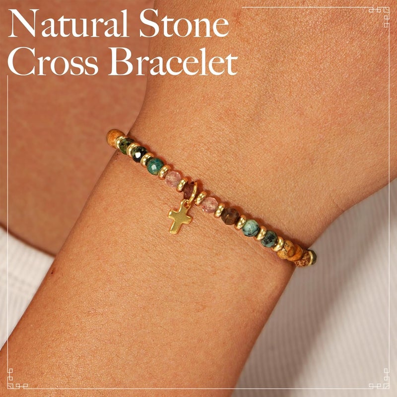 Pavolini Christian Gifts for Women, Cross Bracelet, Christian Gifts, Inspirational Gifts for Women, Natural Stone Bracelets, Religious Gifts for Woman - Image 3